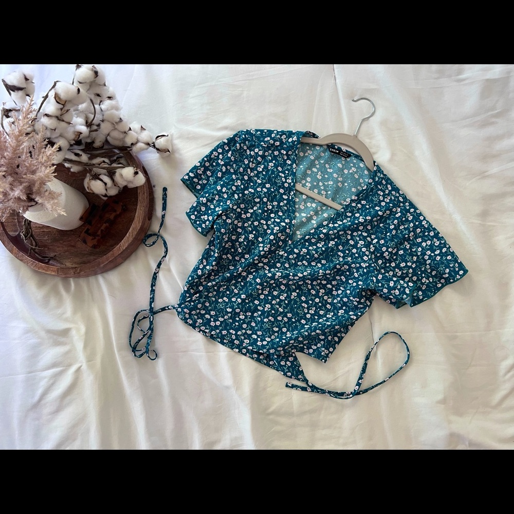 SHEIN - floral wrap top